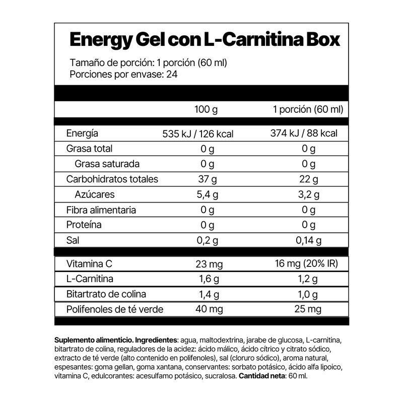 Energy Gel con L-Carnitina Box