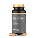 4Endurance Pro Cordyceps - 60 cápsulas, frasco negro con tapa dorada y etiqueta que muestra beneficios de resistencia y energía.