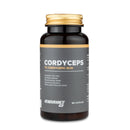 4Endurance Pro Cordyceps - 60 cápsulas, frasco negro con tapa dorada y etiqueta que muestra beneficios de resistencia y energía.