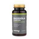 4Endurance Pro Rhodiola Complex - 60 cápsulas, frasco con tapa dorada, franja verde en la etiqueta y diseño negro y dorado sobre fondo blanco.