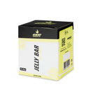 4Energy Jelly Bar Box - 10 x 25 g sabor limón y lima, caja negra y verde lima con ilustraciones de limones sobre fondo blanco.