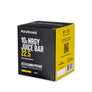 Nduranz Nrgy Juice Bar 22.5 Box - 10 x 28 g sabor cítricos, caja negra con un solo paquete de barrita energética sobre fondo blanco.