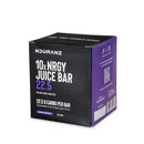 Nduranz Nrgy Juice Bar 22.5 Box - 10 x 28 g sabor grosella negra, caja y paquete individual con marca visible sobre fondo blanco.