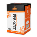 4Energy Salty Bar - 45 g sabor naranja, envoltorio con marca con ilustraciones de chocolate y naranja, logotipo en forma de llama sobre fondo blanco.