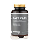 4Endurance Pro Salt Caps - 90 cápsulas, frasco marrón con tapa dorada y etiqueta gris que muestra los beneficios de la mezcla de electrolitos.