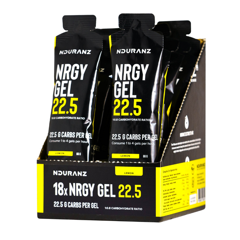 Nrgy Gel 22.5 by Nduranz – high-performance energy gel with 22.5g of carbohydrates, designed for endurance athletes needing precise energy intake without added electrolytes.