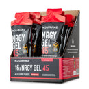 Nduranz Nrgy Gel 45 with Caffeine Box - 16 x 75 g sabor cereza, sobres rojos y negros con información nutricional sobre fondo blanco.