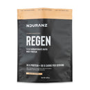 NDURANZ Regen - 920 g sabor caramelo salado, bolsa frontal con banda superior color tostado, información nutricional y parte superior resellable.