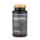 4Endurance Pro Restful - 60 cápsulas, fórmula para el sueño, frasco marrón oscuro con tapa dorada y etiqueta púrpura-gris sobre fondo blanco.